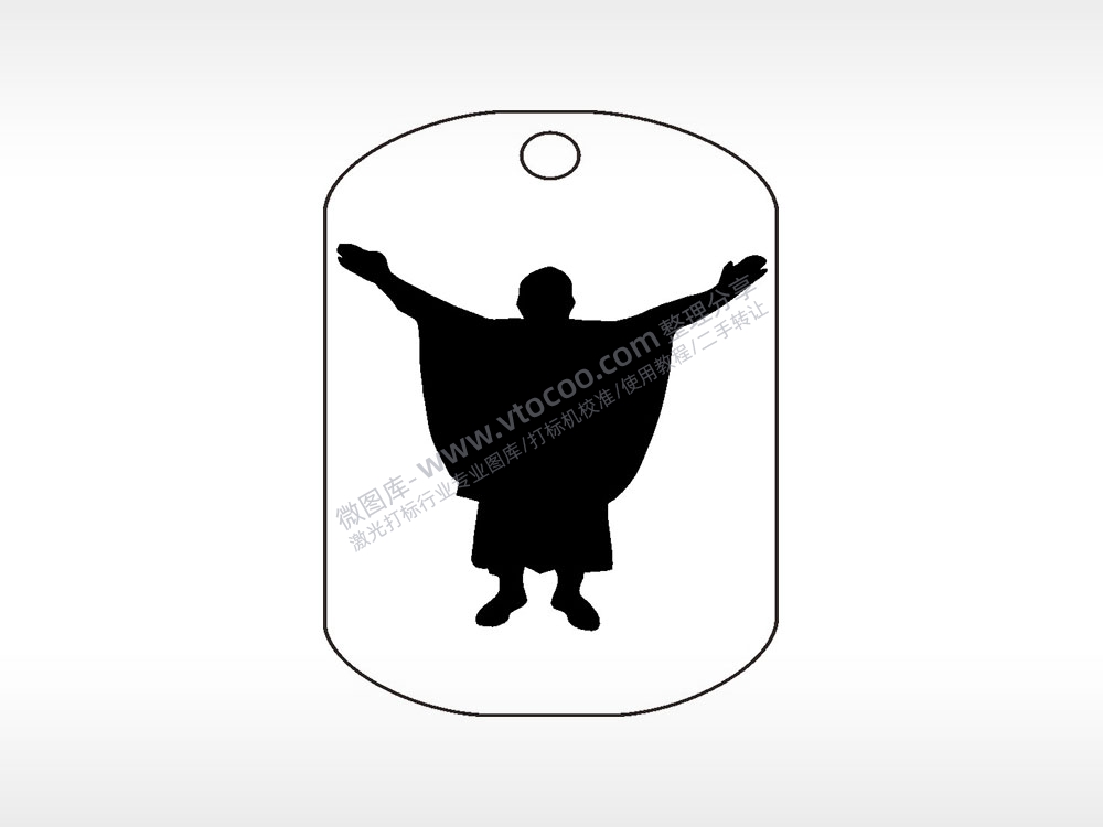 展开双手神钛钢军牌项链AI8.0格式激光打标文件通用矢量图