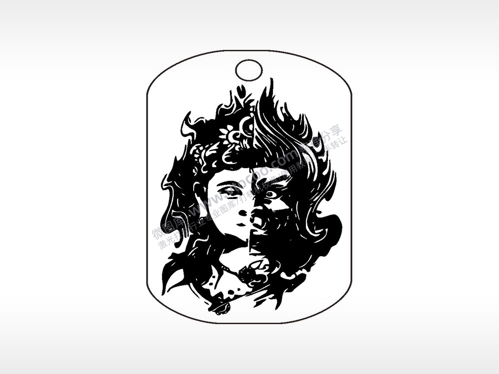 双面佛钛钢军牌项链AI8.0格式激光打标文件通用矢量图