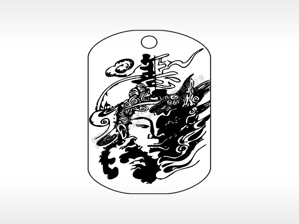 善恶两面钛钢军牌项链AI8.0格式激光打标文件通用矢量图