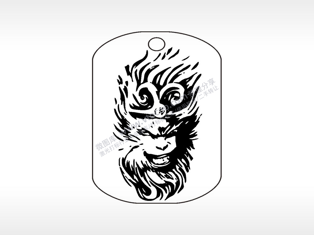 齐天大圣猴哥紧箍咒钛钢军牌项链AI8.0格式激光打标文件通用矢量图