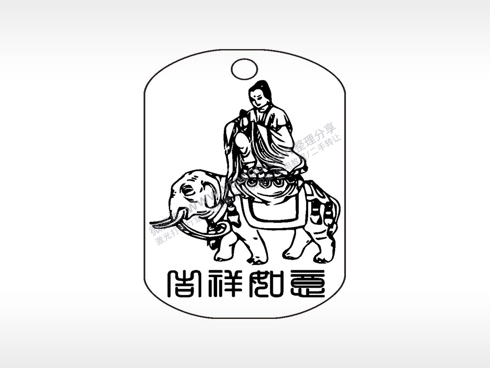 吉祥如意佛钛钢军牌项链AI8.0格式激光打标文件通用矢量图