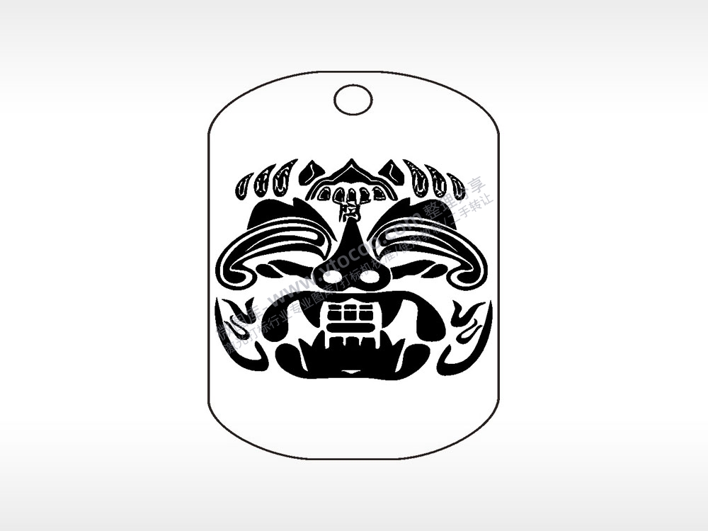 中国传统纹样图案钛钢军牌项链AI8.0格式激光打标文件通用矢量图