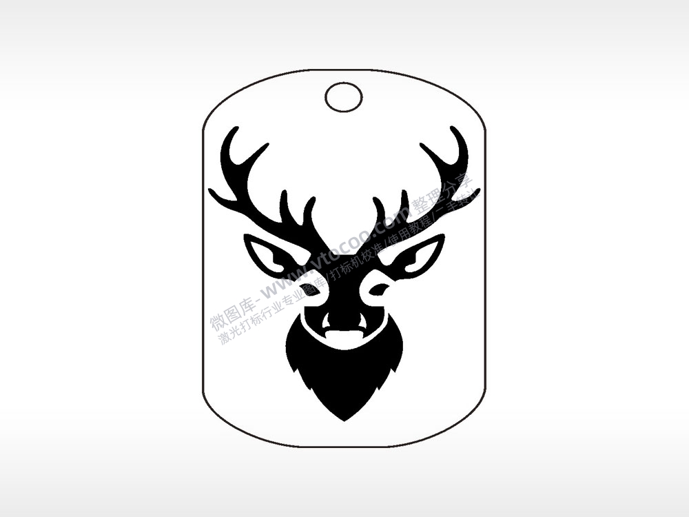 小鹿头钛钢军牌项链AI8.0格式激光打标文件通用矢量图