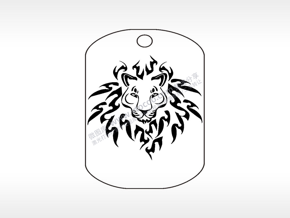 火焰雄狮钛钢军牌项链AI8.0格式激光打标文件通用矢量图