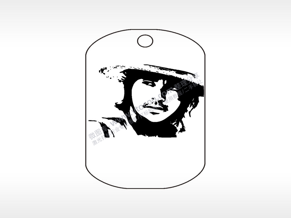 苍老周星驰巨星喜剧之王钛钢军牌项链AI8.0格式激光打标文件通用矢量图