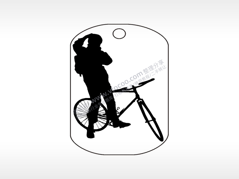 旅行自行车钛钢军牌项链AI8.0格式激光打标文件通用矢量图