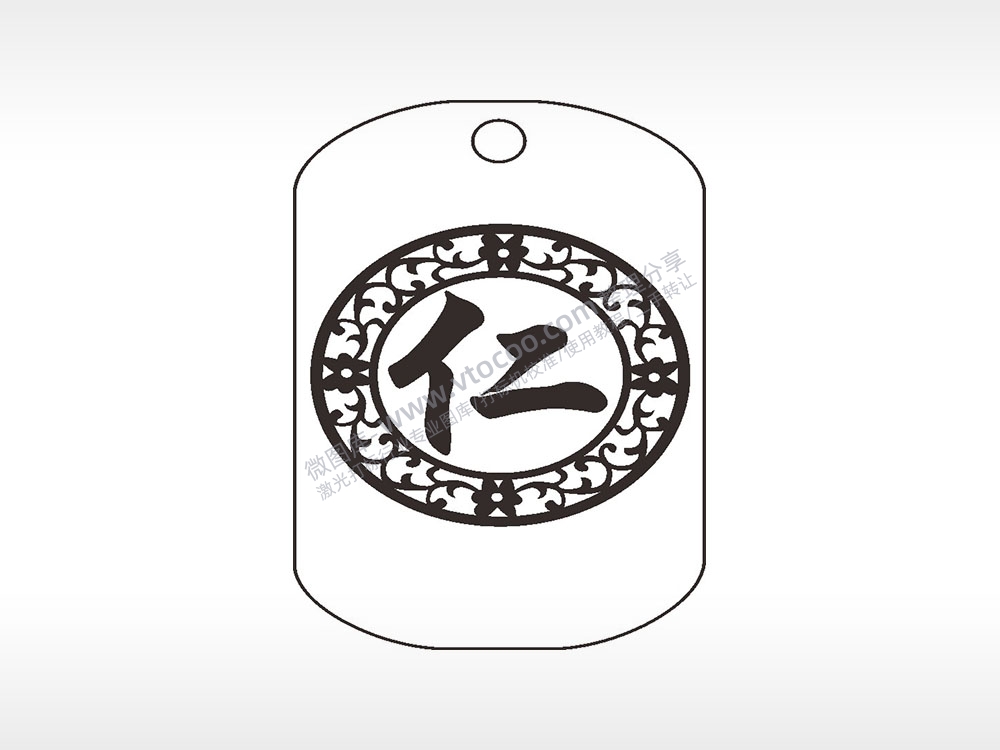 仁花朵藤蔓边框钛钢军牌项链AI8.0格式激光打标文件通用矢量图