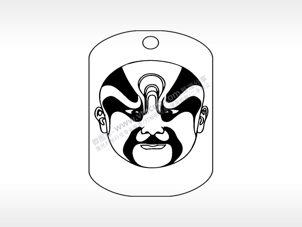 京剧脸谱面具钛钢军牌项链AI8.0格式激光打标文件通用矢量图