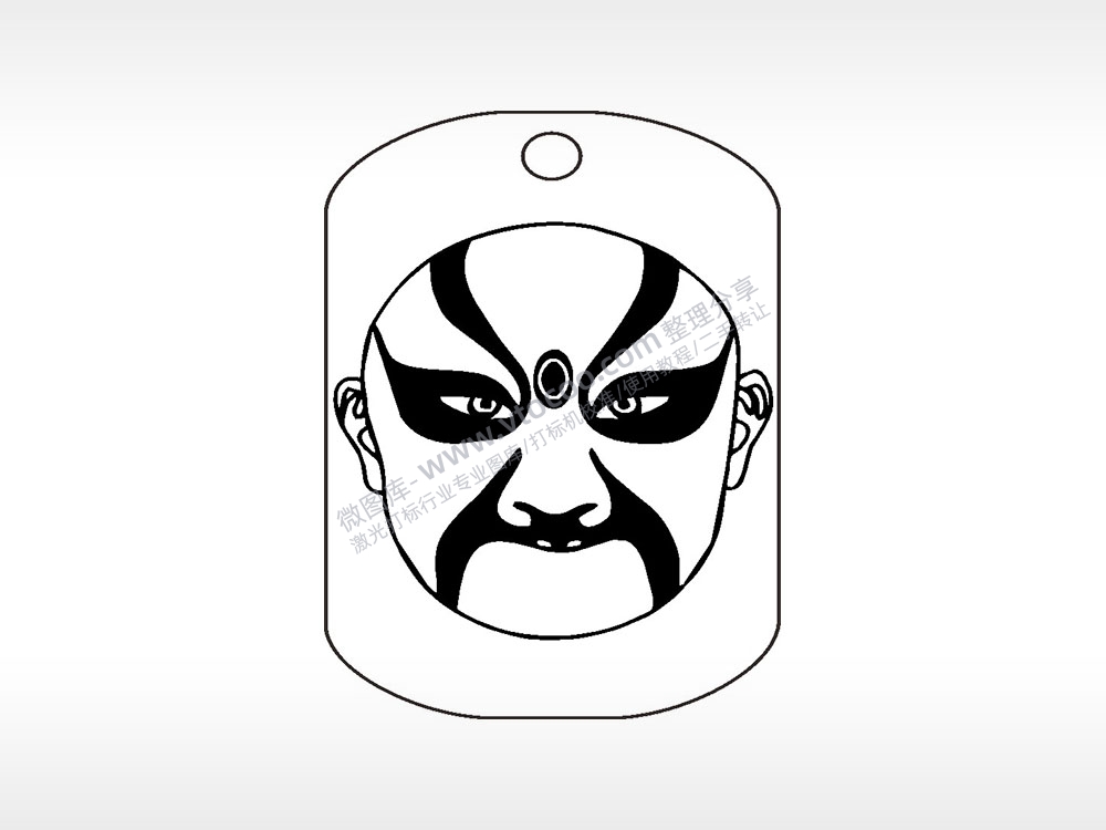 戏曲京剧人物脸谱钛钢军牌项链AI8.0格式激光打标文件通用矢量图