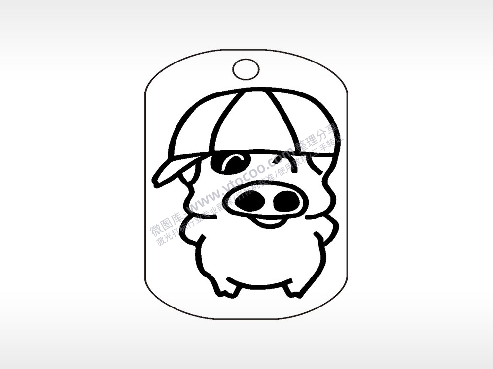 猪麦兜钛钢军牌项链AI8.0格式激光打标文件通用矢量图