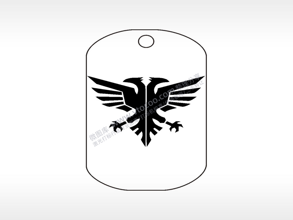 双鹰logo钛钢军牌项链AI8.0格式激光打标文件通用矢量图