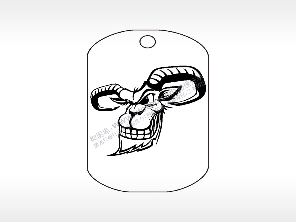 愤怒的山羊头钛钢军牌项链AI8.0格式激光打标文件通用矢量图