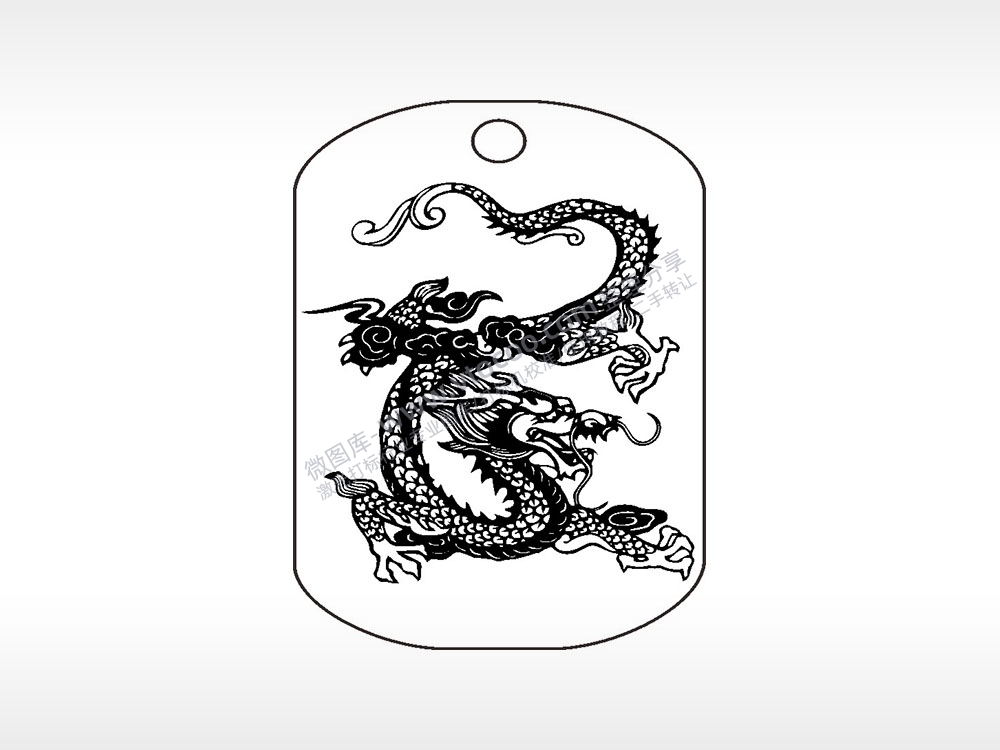 中国龙祥云钛钢军牌项链AI8.0格式激光打标文件通用矢量图