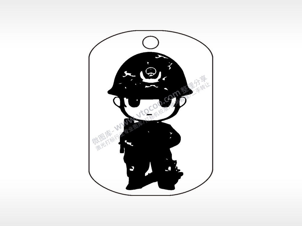 武警卡通钛钢军牌项链AI8.0格式激光打标文件通用矢量图