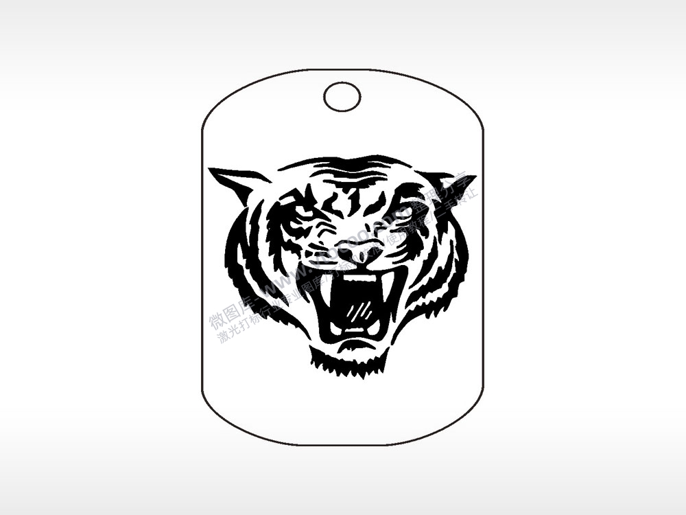 老虎头咆哮钛钢军牌项链AI8.0格式激光打标文件通用矢量图