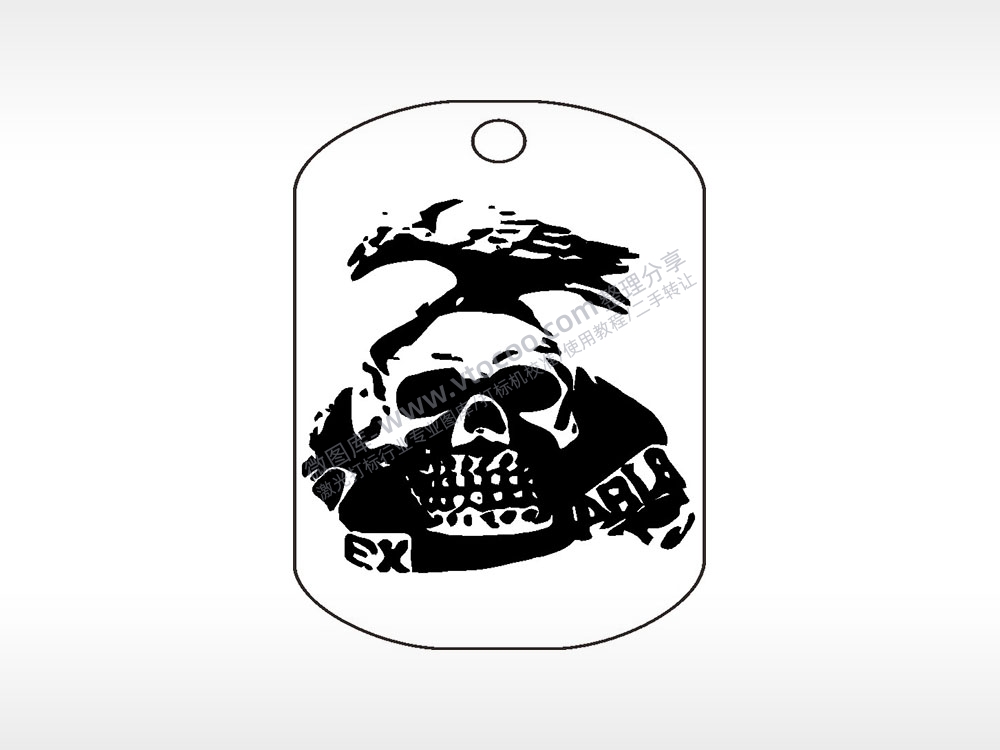 骷髅头钛钢军牌项链AI8.0格式激光打标文件通用矢量图