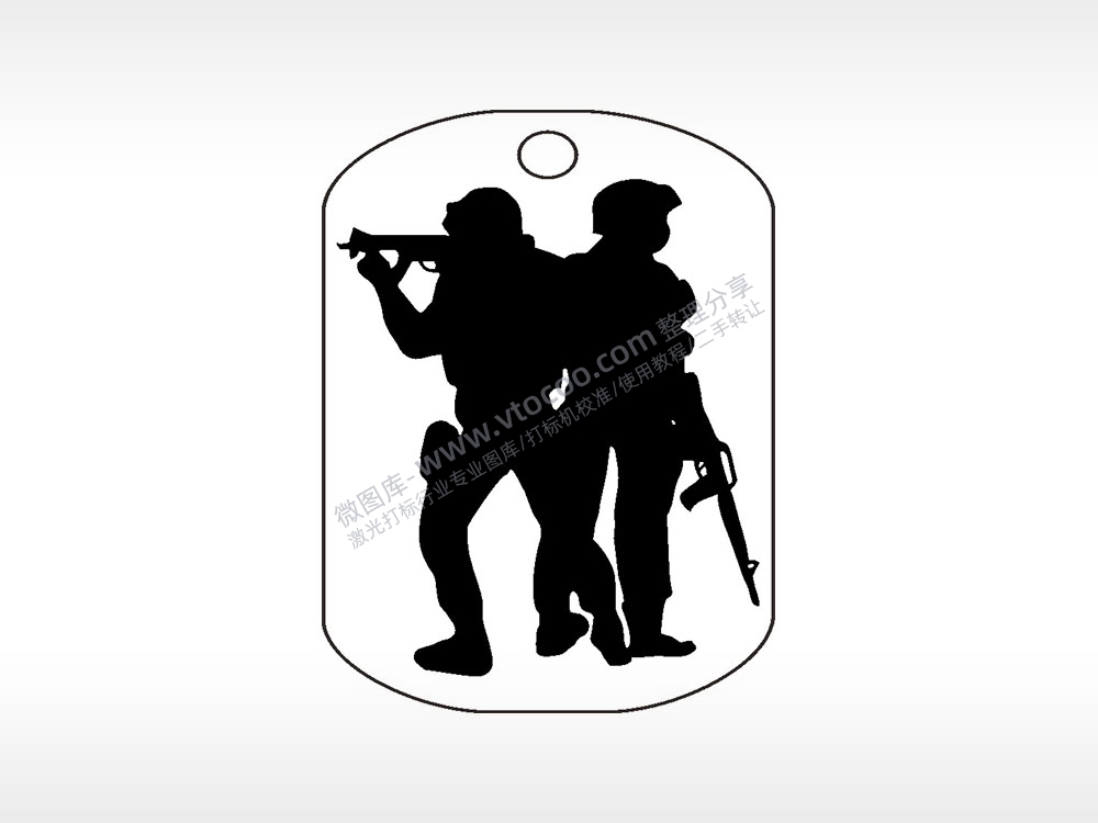 士兵突击部队钛钢军牌项链AI8.0格式激光打标文件通用矢量图