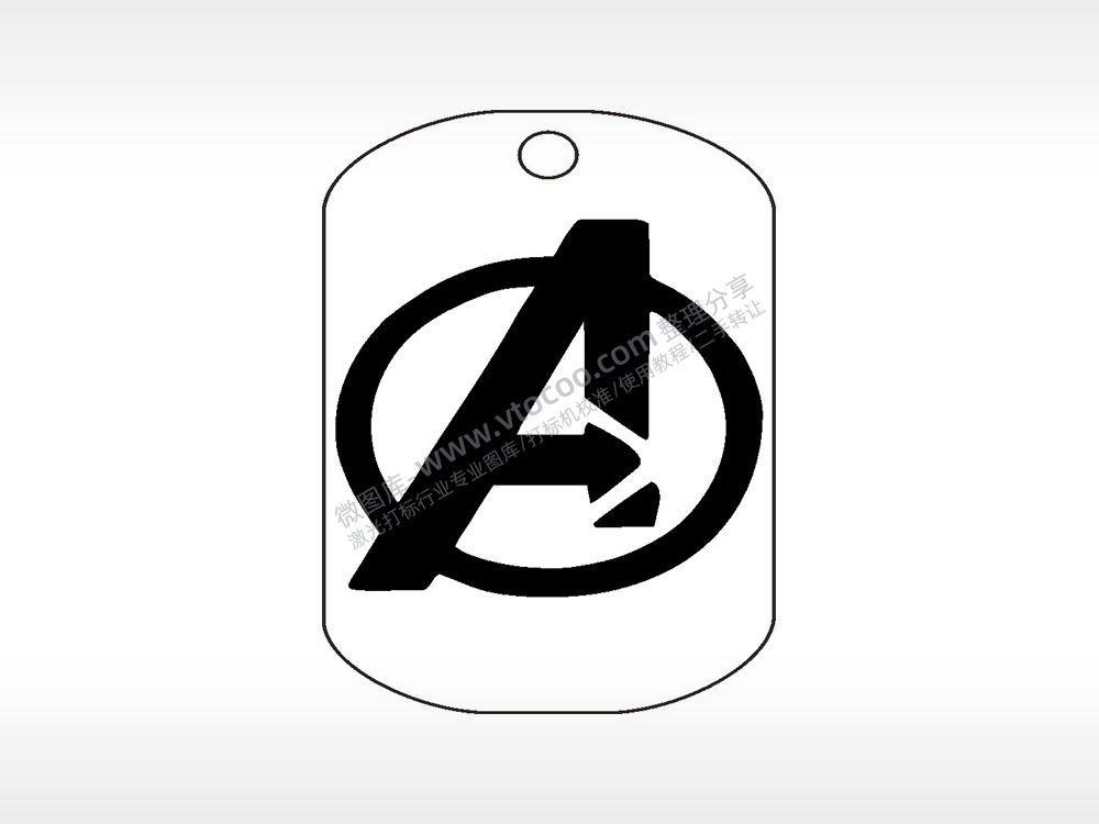 A指着钛钢军牌项链AI8.0格式激光打标文件通用矢量图