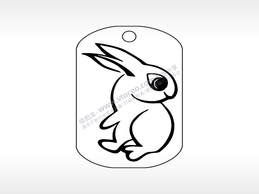 兔子生肖钛钢军牌项链AI8.0格式激光打标文件通用矢量图
