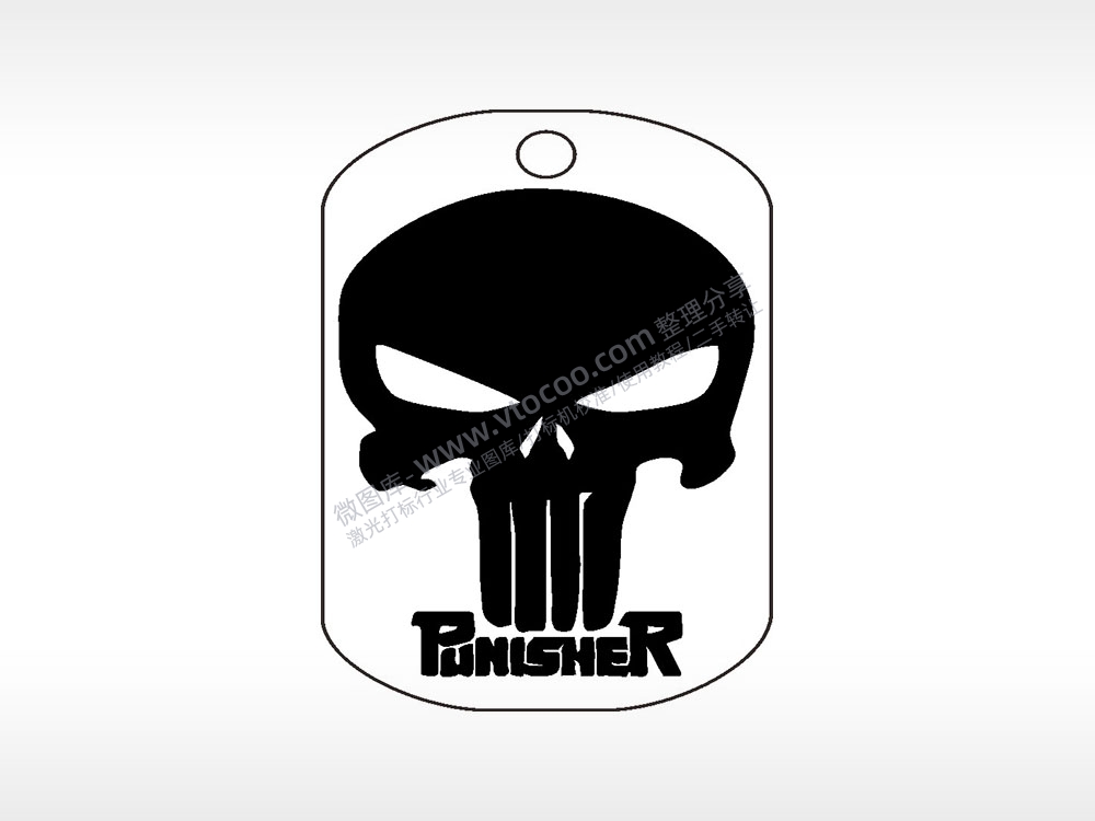 Punisner骷髅头钛钢军牌项链AI8.0格式激光打标文件通用矢量图