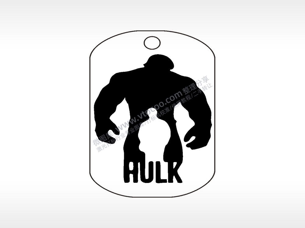 疑是绿巨人剪影HULK钛钢军牌项链AI8.0格式激光打标文件通用矢量图