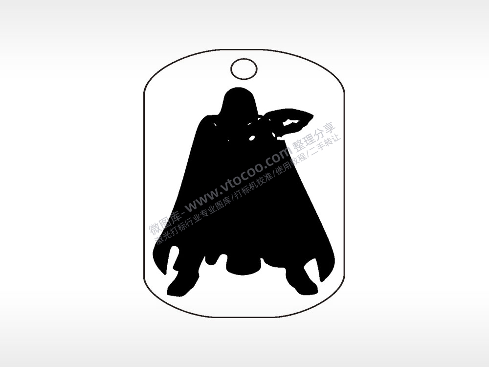 斗篷人剪影钛钢军牌项链AI8.0格式激光打标文件通用矢量图