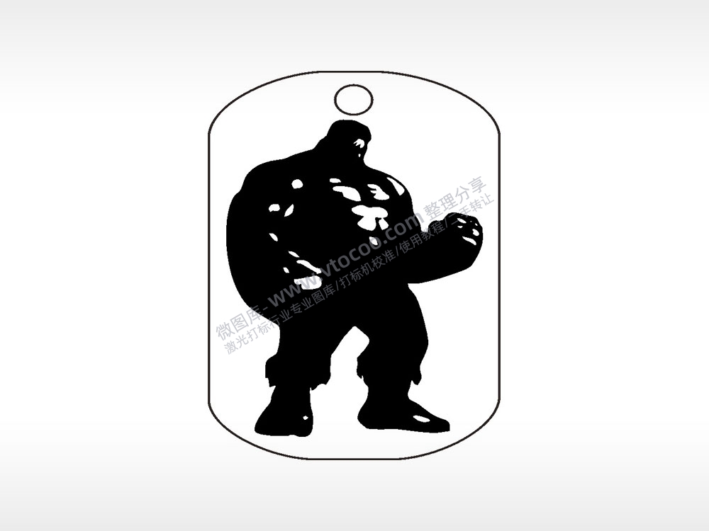 绿巨人疑是剪影钛钢军牌项链AI8.0格式激光打标文件通用矢量图