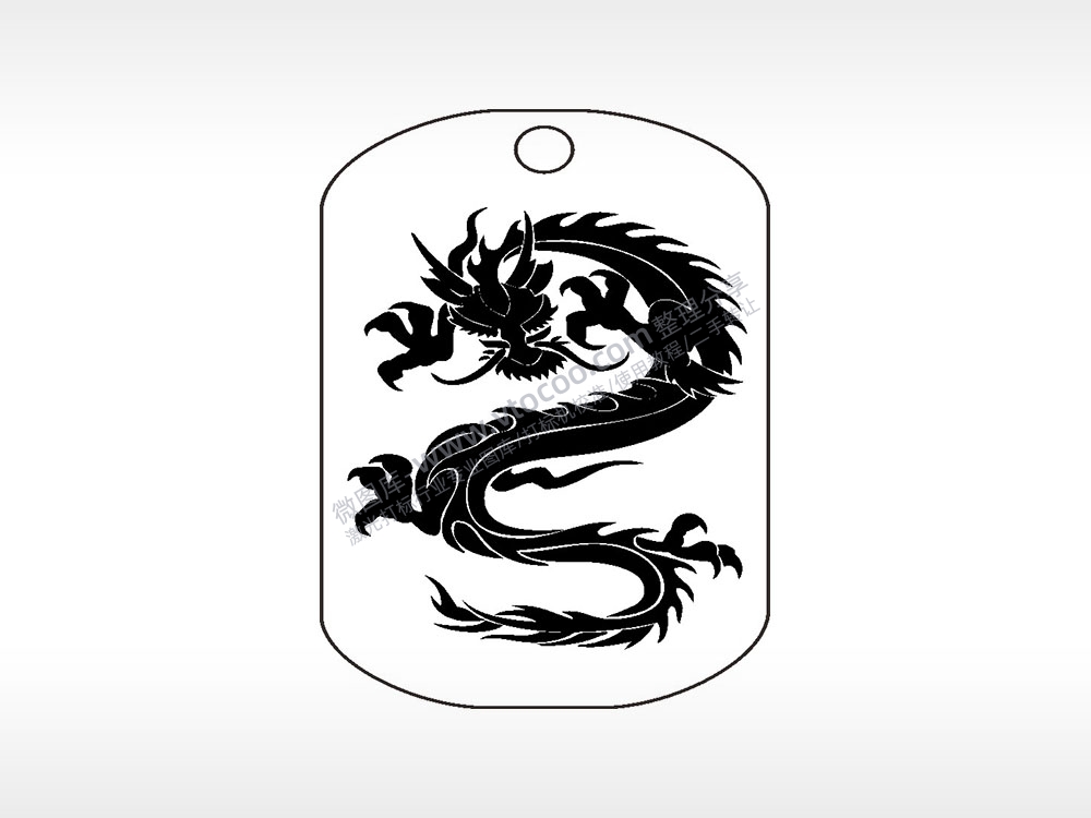 神龙爪钛钢军牌项链AI8.0格式激光打标文件通用矢量图