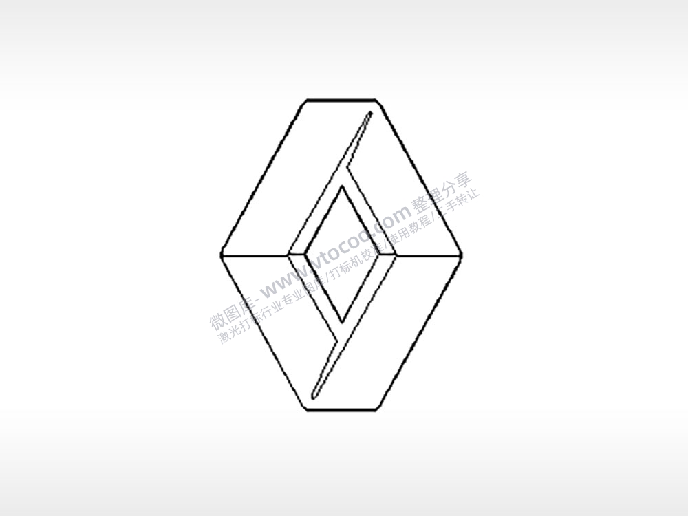 雷诺汽车车标雕刻挂坠项链PLT格式激光打标文件通用矢量图