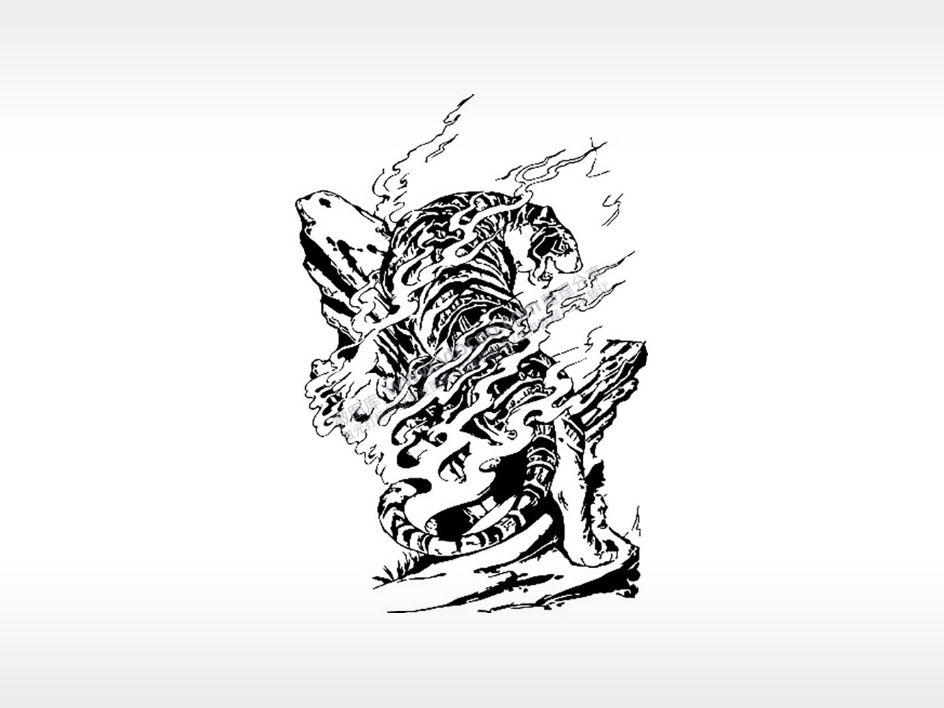 猛虎下山猛兽飞禽走兽AI8.0格式激光打标文件通用矢量图