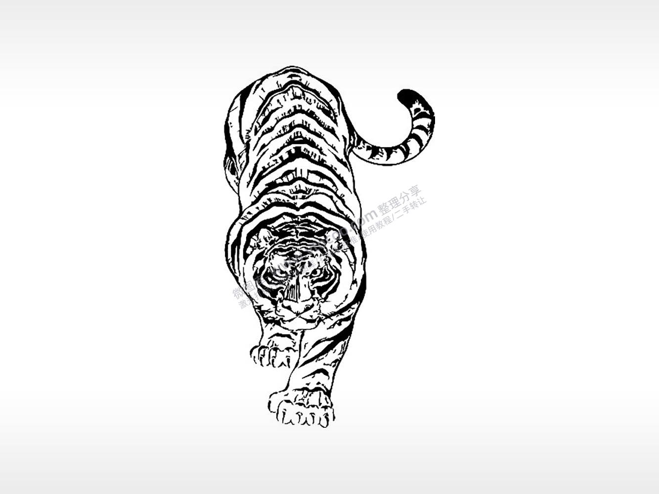 老虎视眈眈飞禽走兽PLT格式激光打标文件通用矢量图