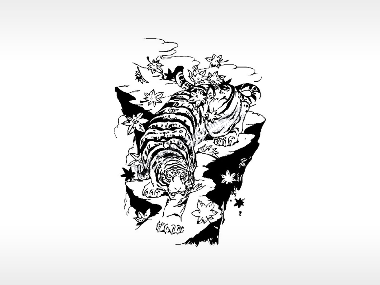 猛虎下山老虎飞禽走兽PLT格式激光打标文件通用矢量图