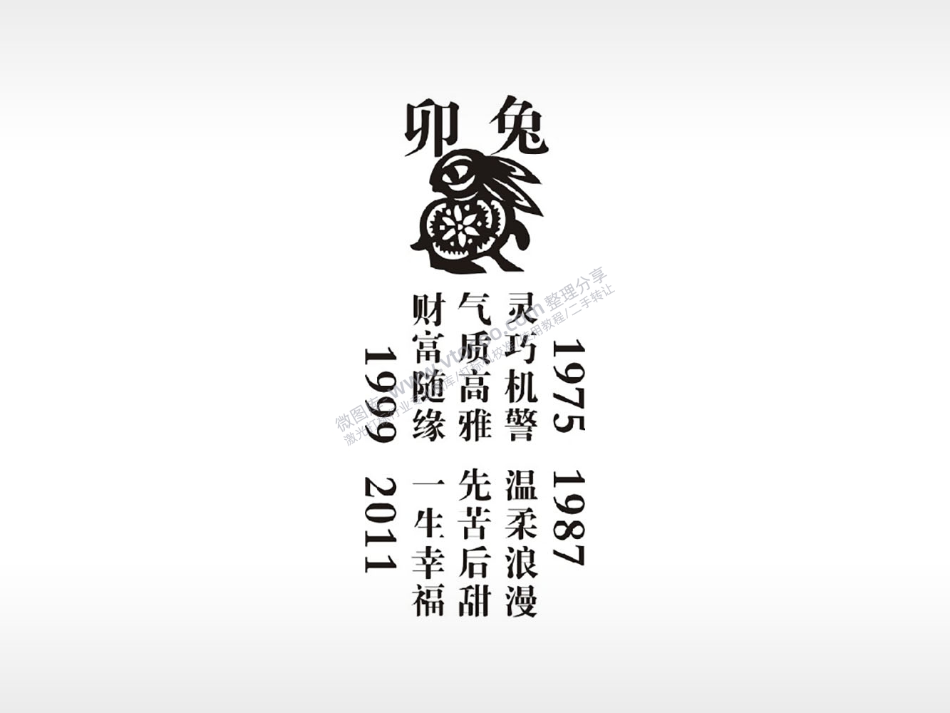 卯兔灵巧机警气质高雅防丢钥匙牌PLT格式激光打标文件通用矢量图