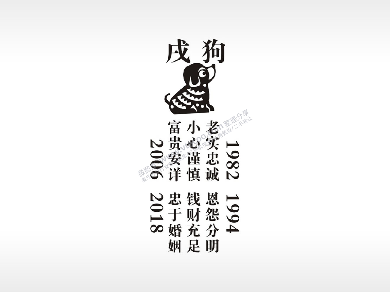 戌狗生肖老实忠诚小心谨慎防丢钥匙牌PLT格式激光打标文件通用矢量图