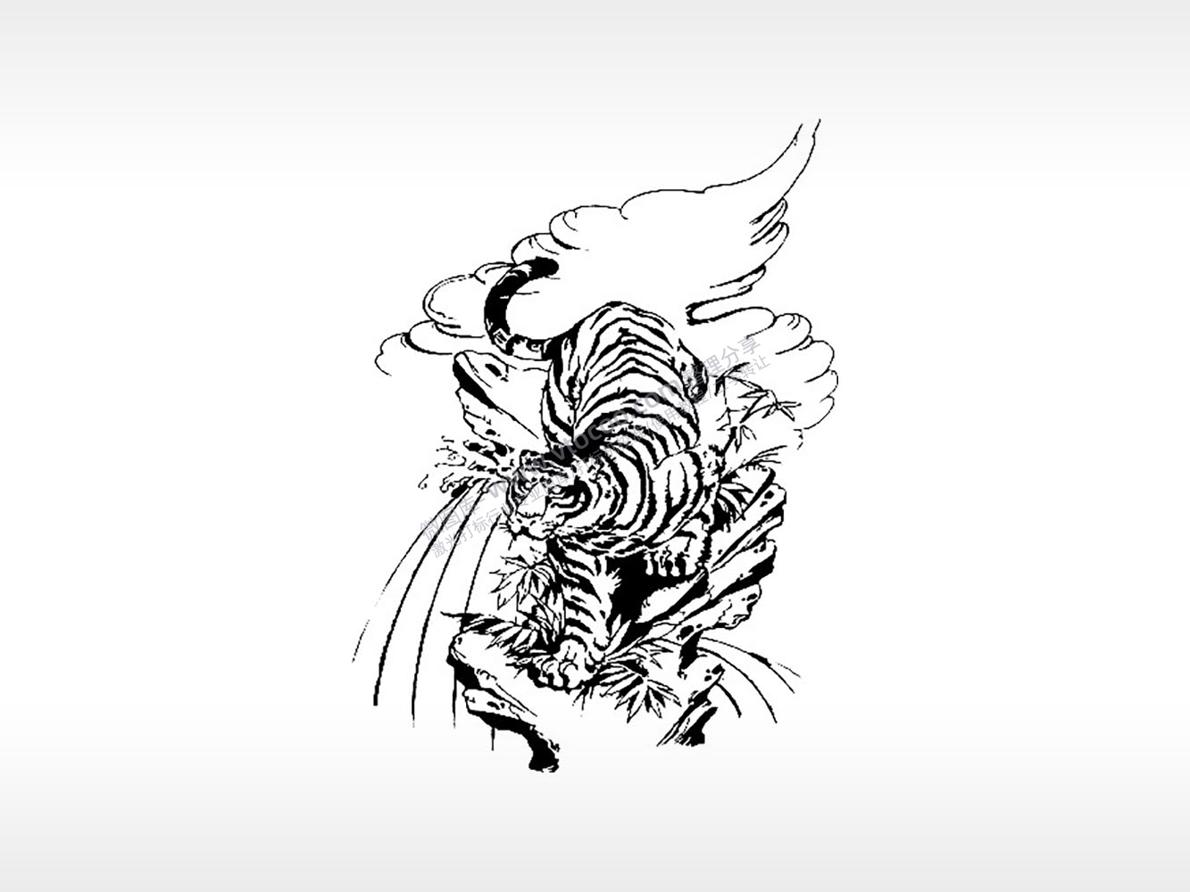 猛虎下山威风与勇猛飞禽走兽PLT格式激光打标文件通用矢量图