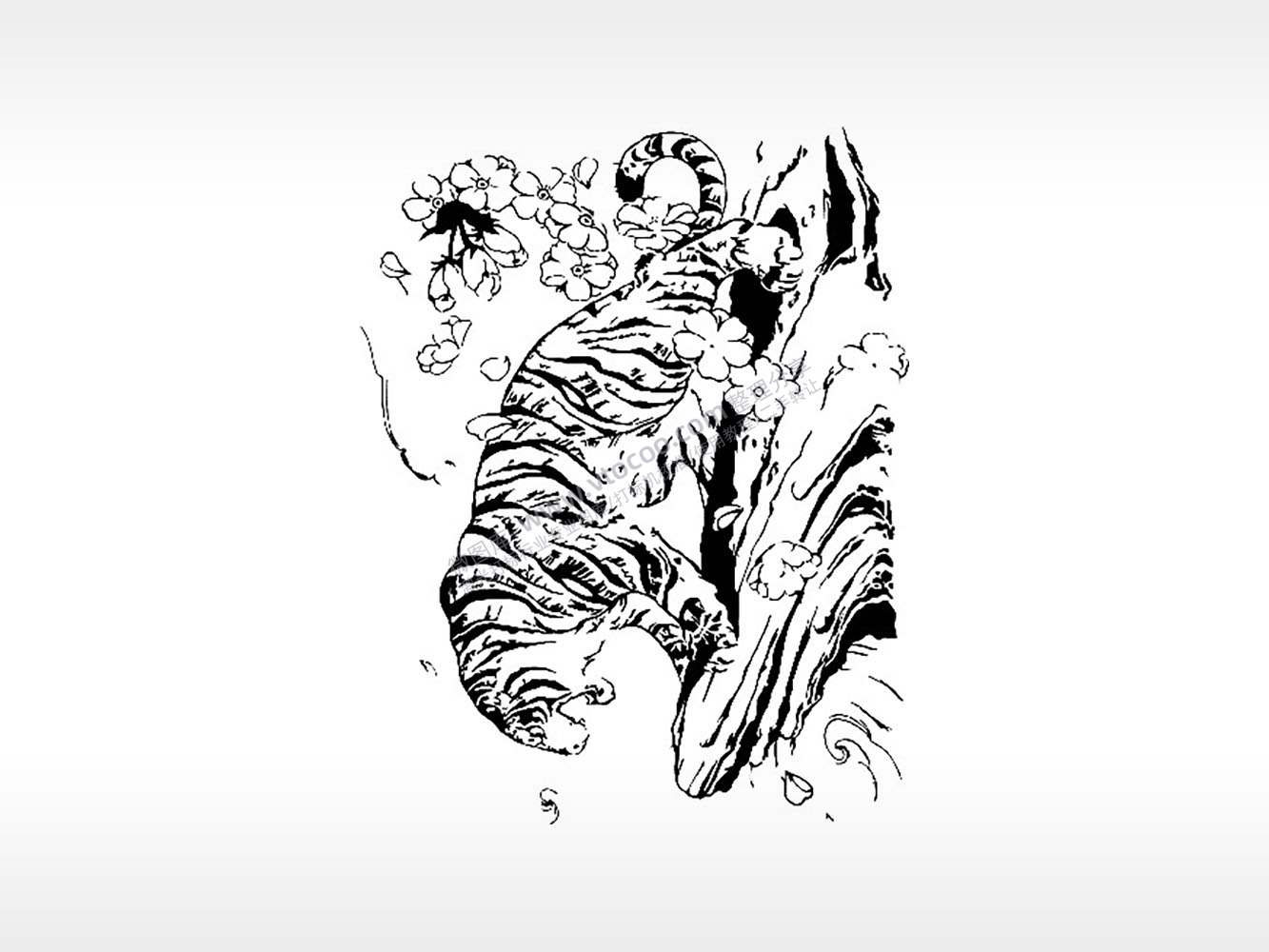 猛虎下山勇往直前飞禽走兽PLT格式激光打标文件通用矢量图