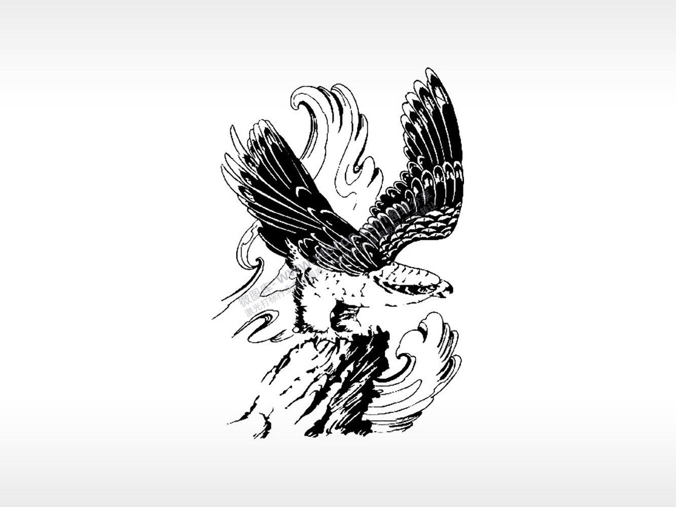 高瞻远瞩老鹰猛禽飞禽走兽PLT格式激光打标文件通用矢量图