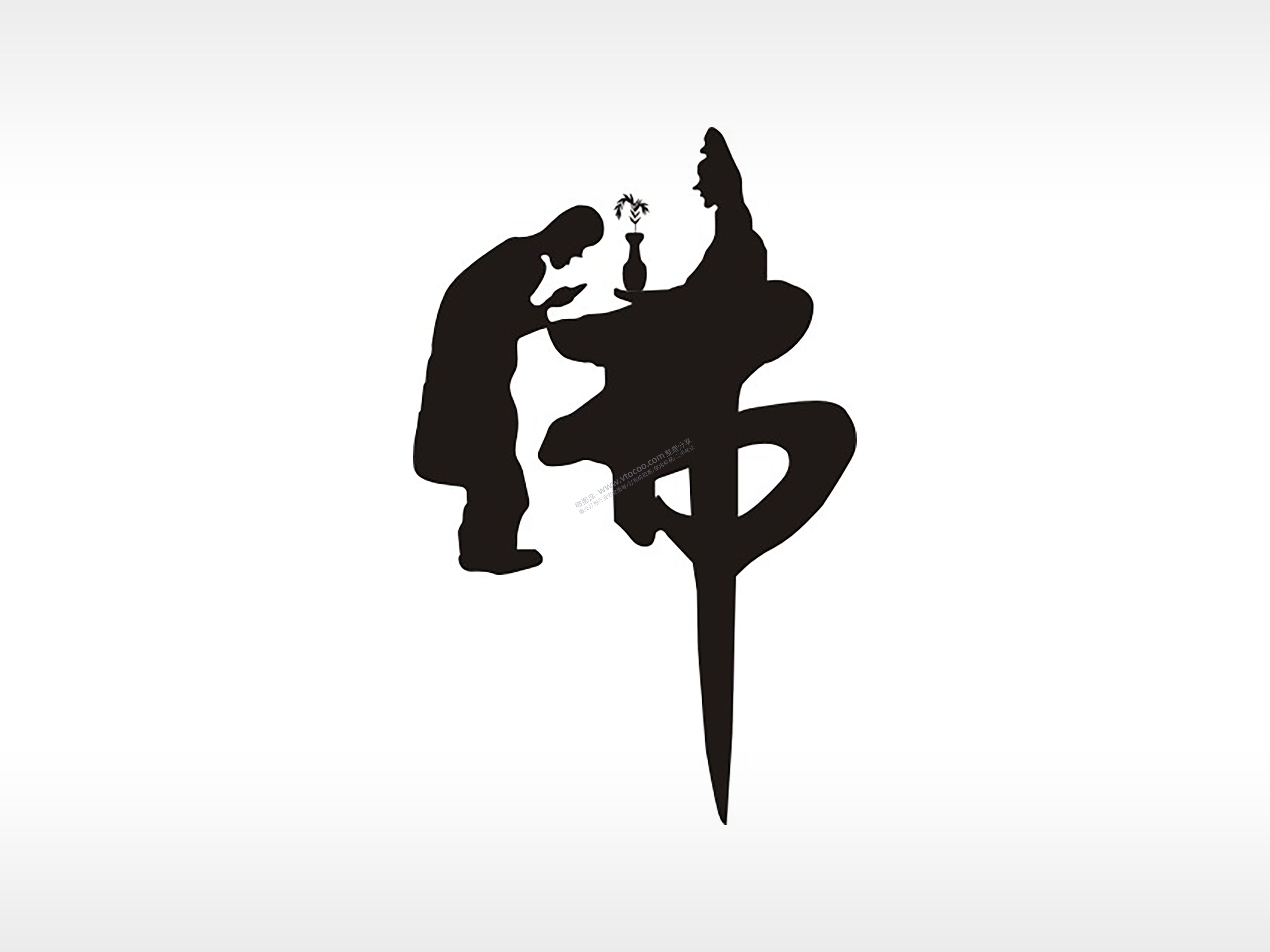 佛字和尚观音菩萨防丢钥匙牌PLT格式激光打标文件通用矢量图