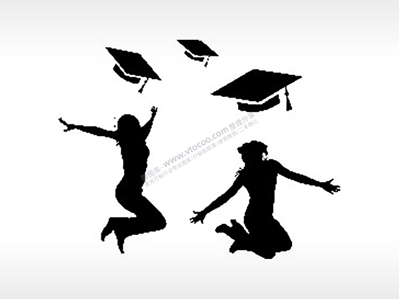 毕业典礼合照扔帽子毕业季PLT格式激光打标文件通用矢量图