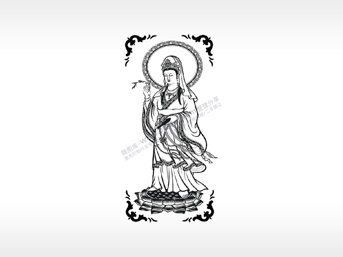 观音菩萨神话防丢钥匙牌PLT格式激光打标文件通用矢量图