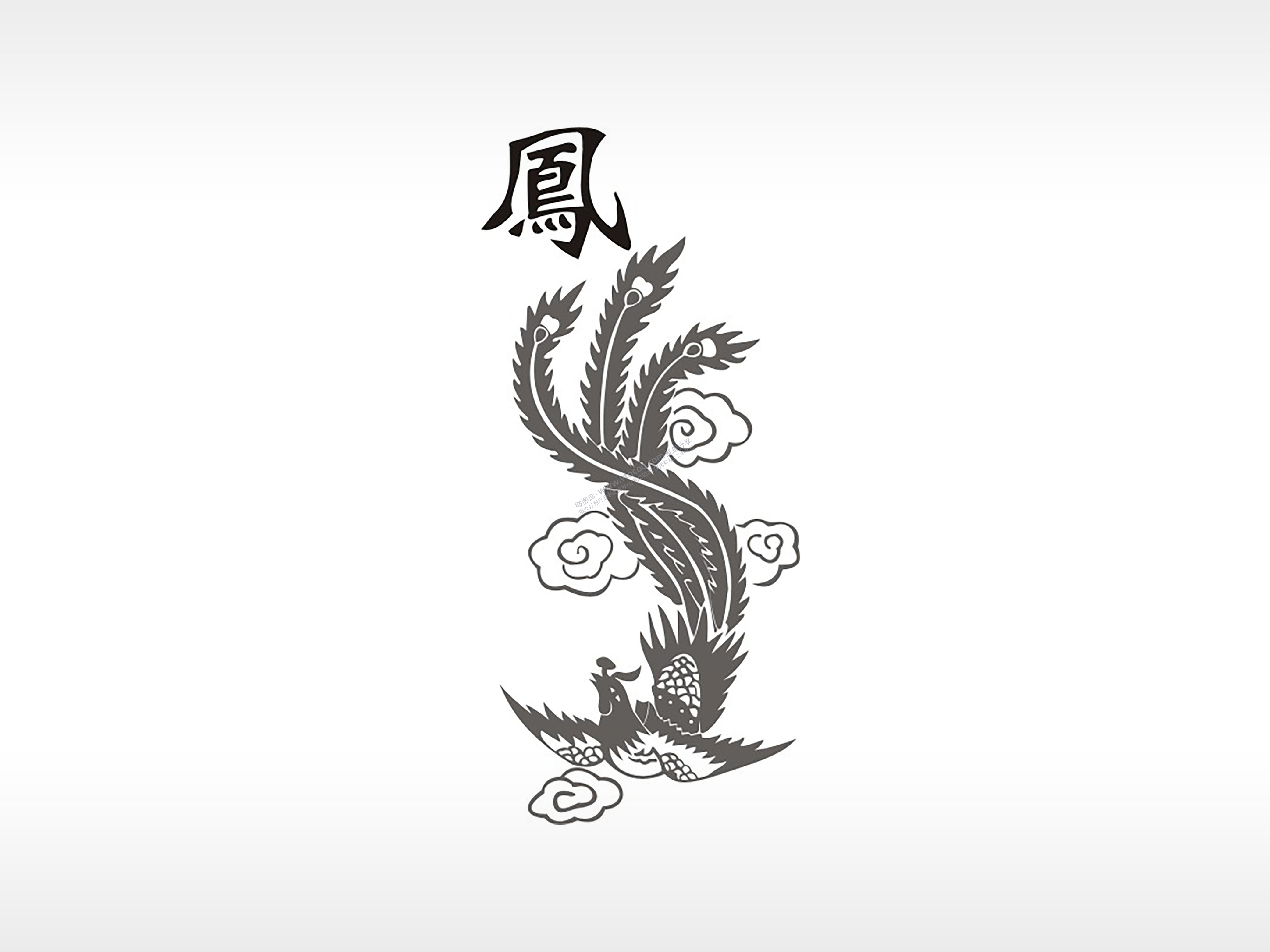 凤凰神话防丢钥匙牌PLT格式激光打标文件通用矢量图