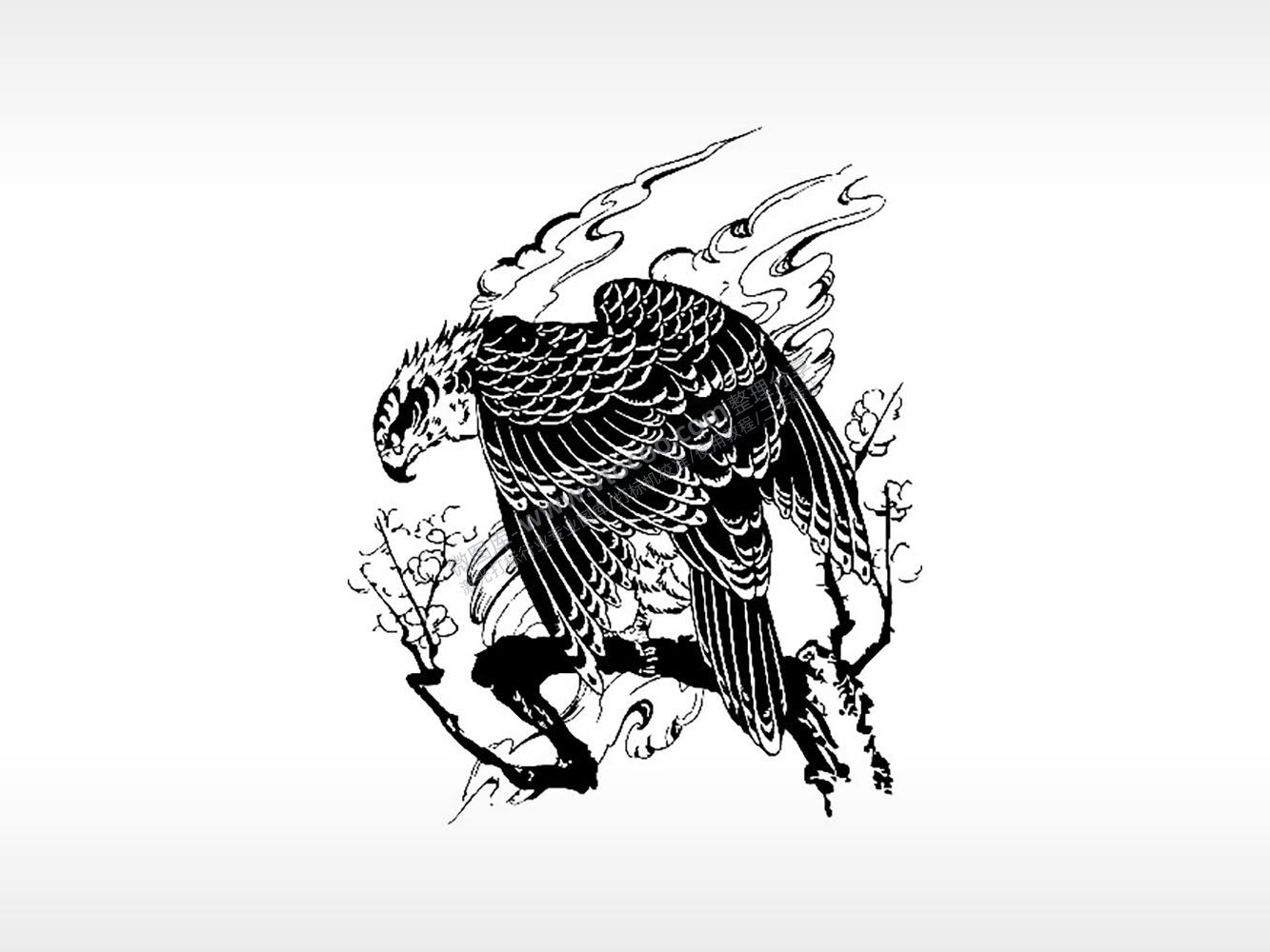 老鹰勇猛和力量高瞻远瞩飞禽走兽PLT格式激光打标文件通用矢量图