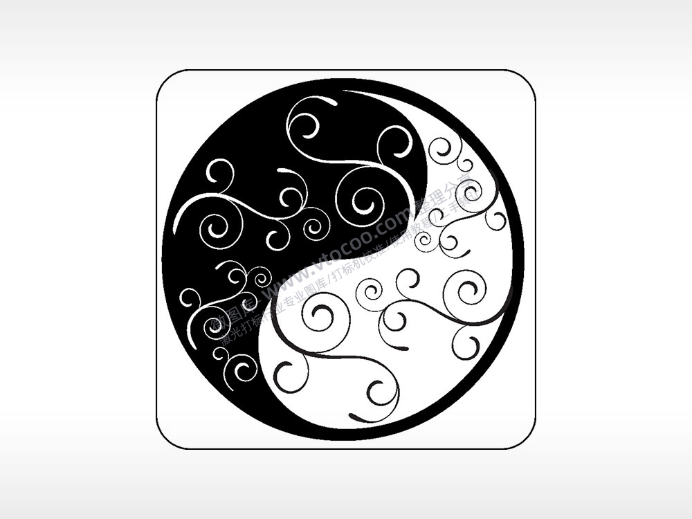 藤蔓阴阳太极八卦图AI8.0格式激光打标文件通用矢量图