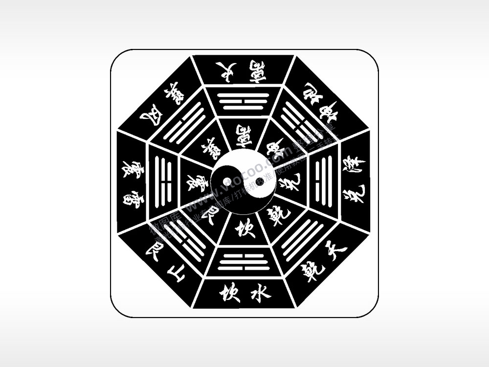 阴阳太极八卦图AI8.0格式激光打标文件通用矢量图