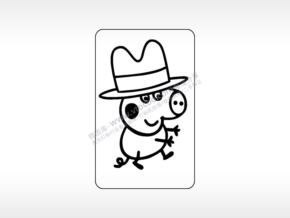 牛仔猪卡通人物小猪佩奇AI8.0格式激光打标文件通用矢量图