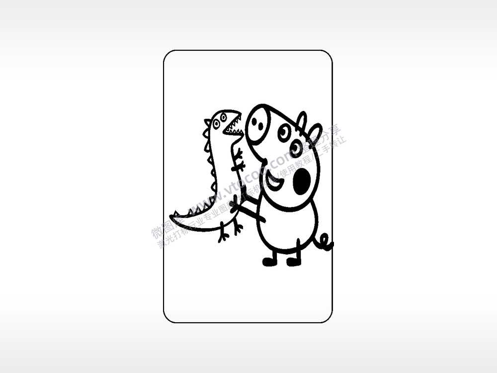 佩奇玩恐龙先生卡通人物小猪佩奇AI8.0格式激光打标文件通用矢量图