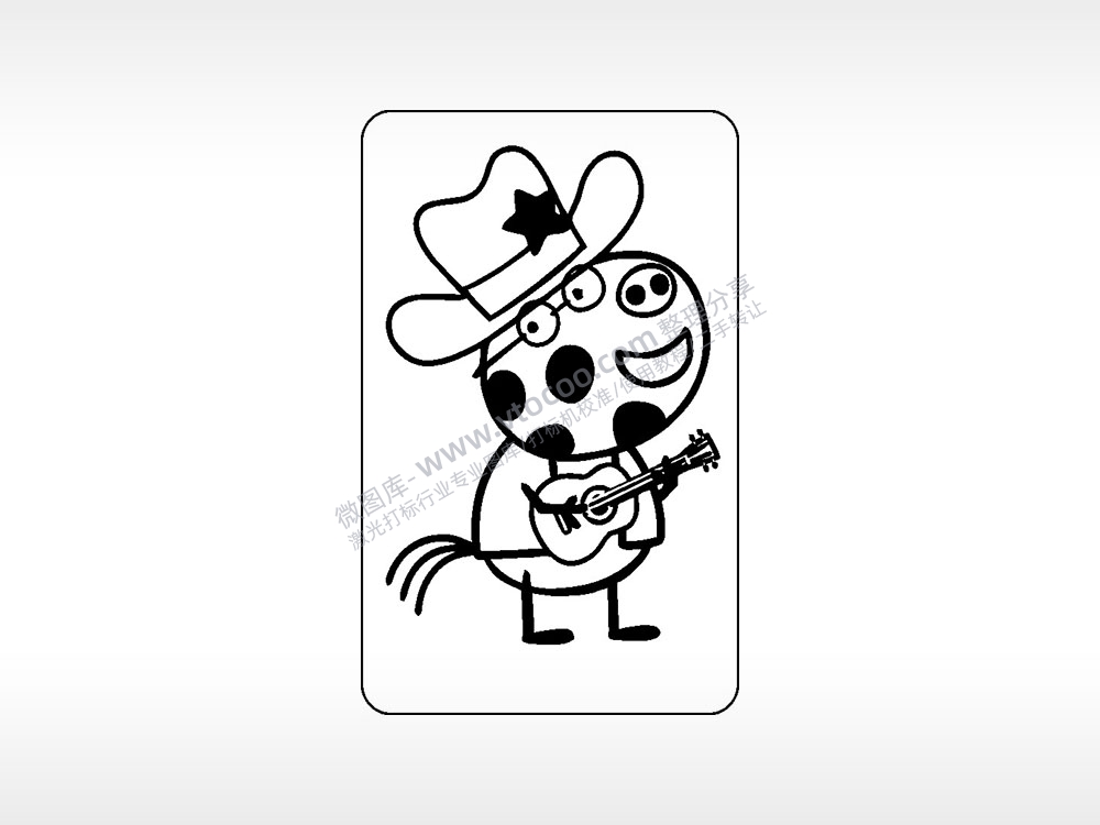 佩德罗卡通人物小猪佩奇AI8.0格式激光打标文件通用矢量图