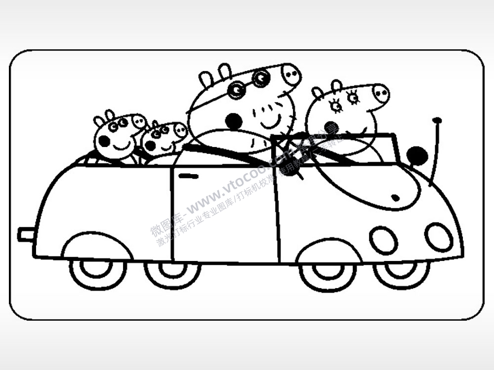 佩奇一家卡通人物小猪佩奇AI8.0格式激光打标文件通用矢量图