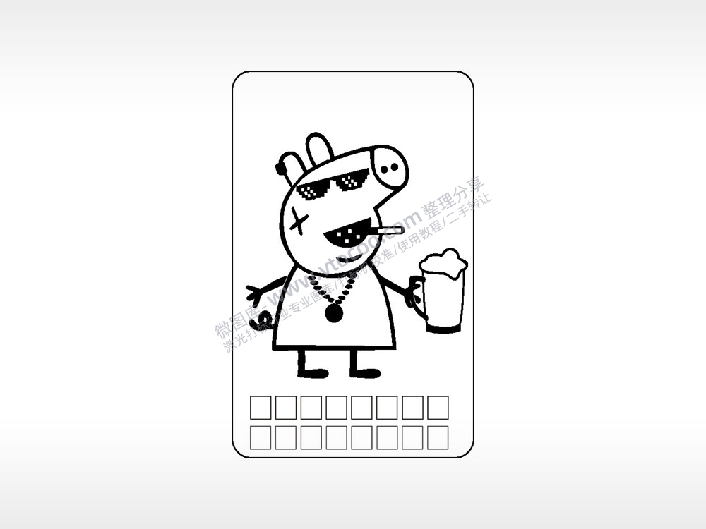 啤酒黑老大卡通人物小猪佩奇AI8.0格式激光打标文件通用矢量图