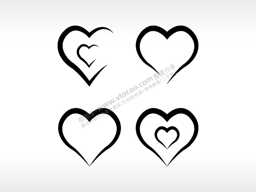 爱心多形状组合心型爱情AI8.0格式激光打标文件通用矢量图